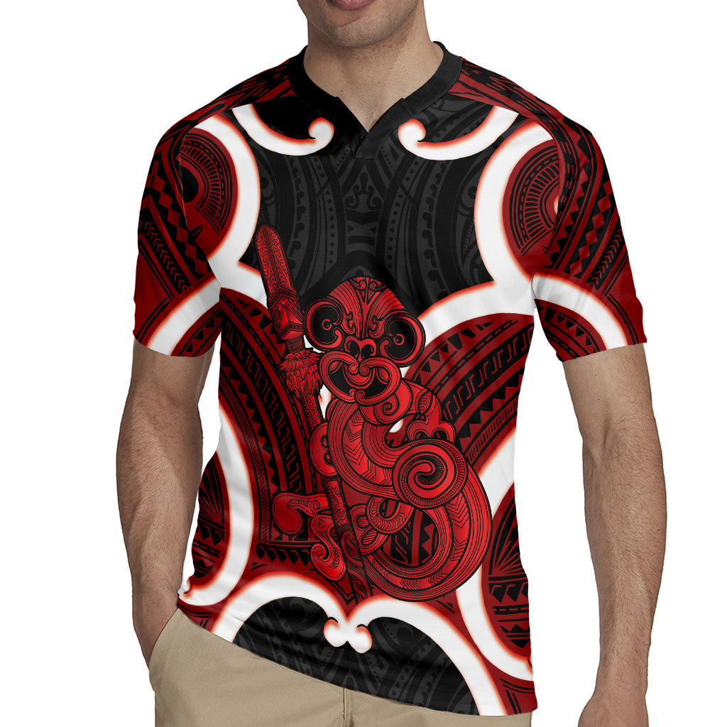 Whero Aotearoa Atua Tumatauenga Personalised Rugby Jersey Maori God Of War Tiki With Taiaha LT14 - Polynesian Pride
