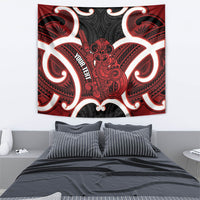 Whero Aotearoa Atua Tumatauenga Personalised Tapestry Maori God Of War Tiki With Taiaha LT14 - Polynesian Pride