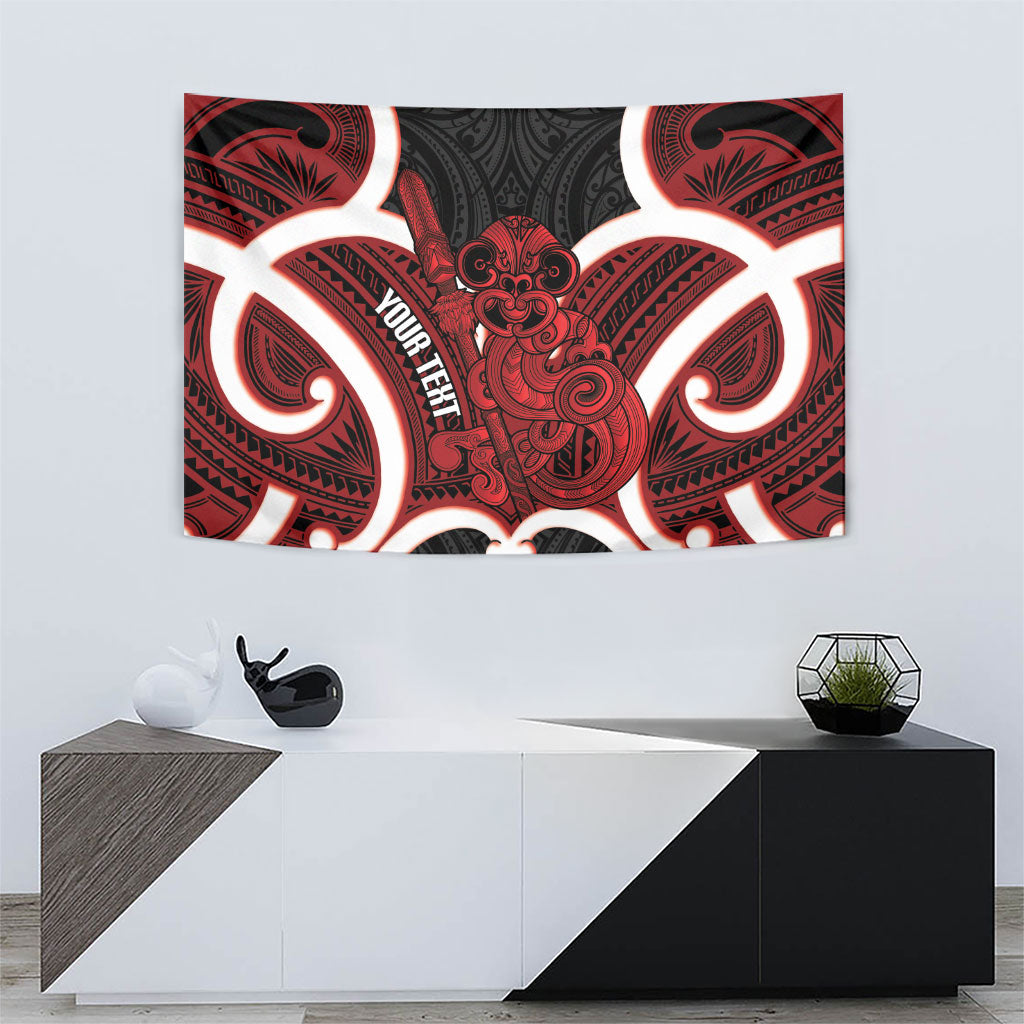 Whero Aotearoa Atua Tumatauenga Personalised Tapestry Maori God Of War Tiki With Taiaha LT14 - Polynesian Pride