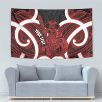 Whero Aotearoa Atua Tumatauenga Personalised Tapestry Maori God Of War Tiki With Taiaha LT14 - Polynesian Pride