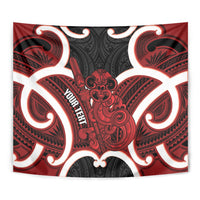Whero Aotearoa Atua Tumatauenga Personalised Tapestry Maori God Of War Tiki With Taiaha LT14 - Polynesian Pride