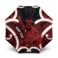 Whero Aotearoa Atua Tumatauenga Personalised Umbrella Maori God Of War Tiki With Taiaha LT14 One Size Folded 11.42 inch Opened Diameter 37.4 inch Red - Polynesian Pride