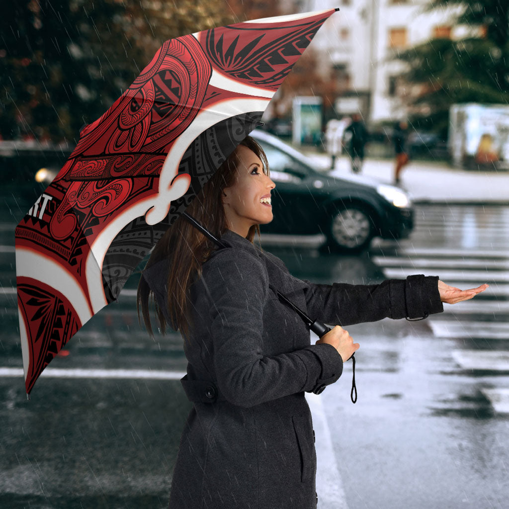 Whero Aotearoa Atua Tumatauenga Personalised Umbrella Maori God Of War Tiki With Taiaha LT14 - Polynesian Pride