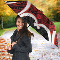 Whero Aotearoa Atua Tumatauenga Personalised Umbrella Maori God Of War Tiki With Taiaha LT14 - Polynesian Pride
