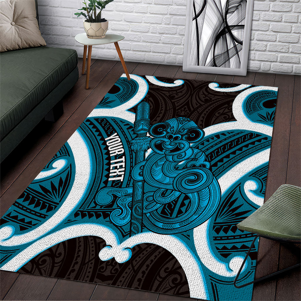 Kikorangi Aotearoa Atua Tumatauenga Personalised Area Rug Maori God Of War Tiki With Taiaha