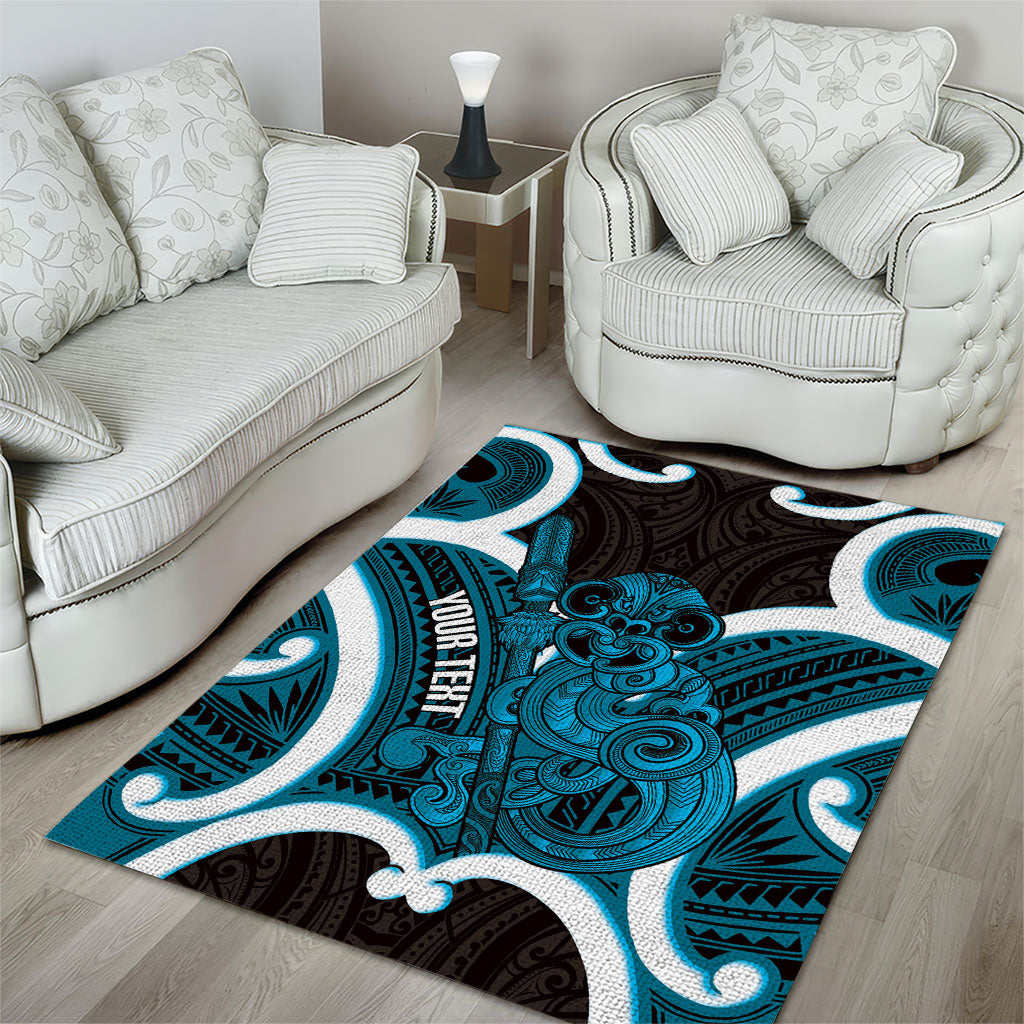 Kikorangi Aotearoa Atua Tumatauenga Personalised Area Rug Maori God Of War Tiki With Taiaha