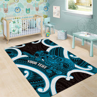 Kikorangi Aotearoa Atua Tumatauenga Personalised Area Rug Maori God Of War Tiki With Taiaha