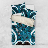 Kikorangi Aotearoa Atua Tumatauenga Personalised Bedding Set Maori God Of War Tiki With Taiaha LT14 US Twin 172cm x 218cm Blue - Polynesian Pride