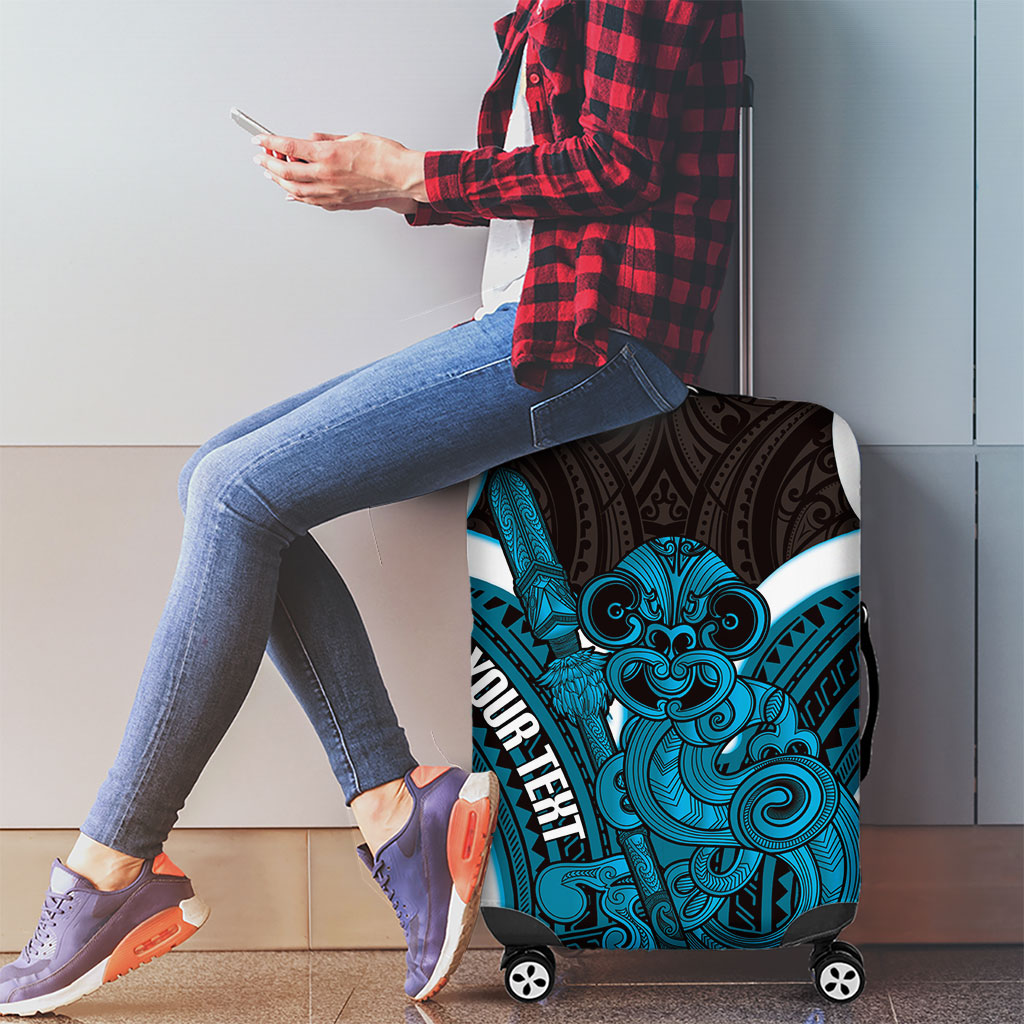 Kikorangi Aotearoa Atua Tumatauenga Personalised Luggage Cover Maori God Of War Tiki With Taiaha LT14 - Polynesian Pride