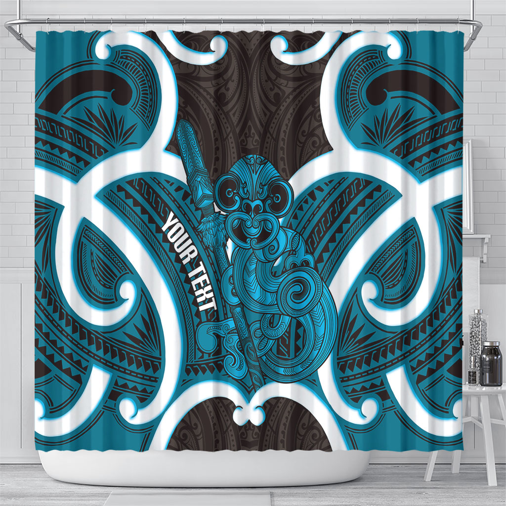 Kikorangi Aotearoa Atua Tumatauenga Personalised Shower Curtain Maori God Of War Tiki With Taiaha LT14 - Polynesian Pride