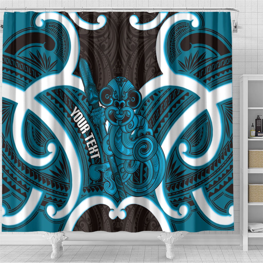 Kikorangi Aotearoa Atua Tumatauenga Personalised Shower Curtain Maori God Of War Tiki With Taiaha LT14 - Polynesian Pride