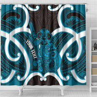 Kikorangi Aotearoa Atua Tumatauenga Personalised Shower Curtain Maori God Of War Tiki With Taiaha LT14 - Polynesian Pride