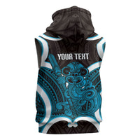 Kikorangi Aotearoa Atua Tumatauenga Personalised Sleeveless Zip Hoodie Maori God Of War Tiki With Taiaha LT14 - Polynesian Pride