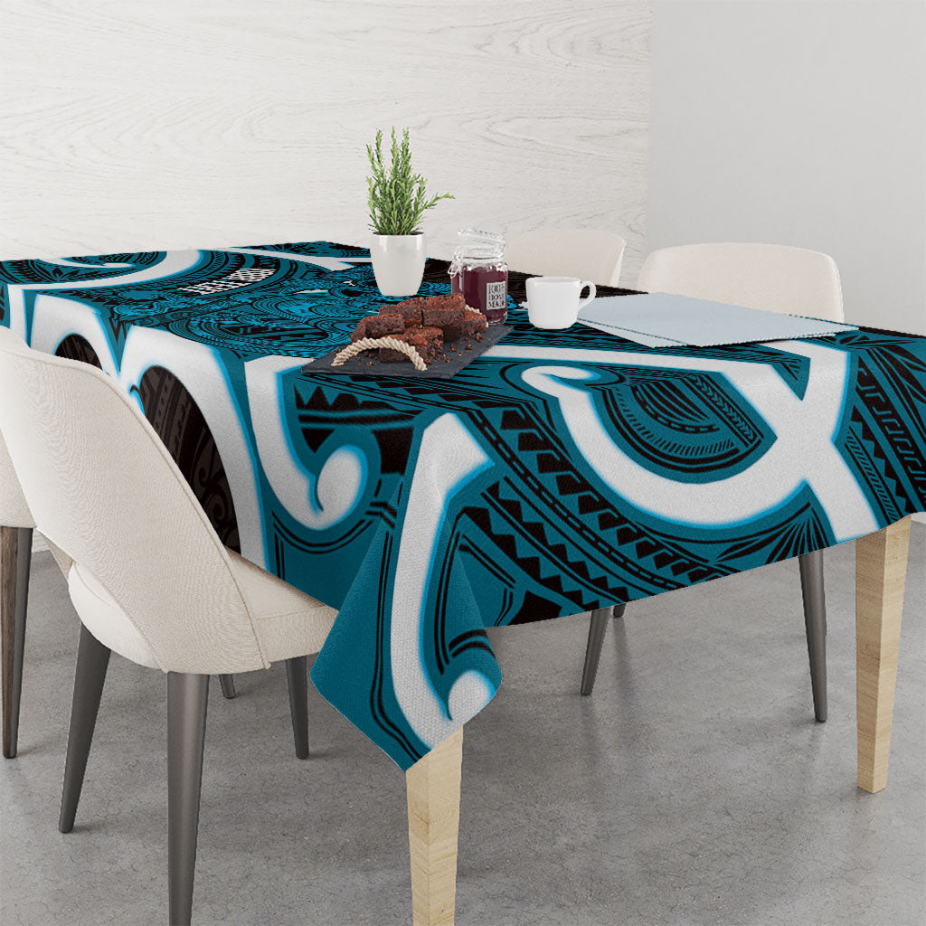 Kikorangi Aotearoa Atua Tumatauenga Personalised Tablecloth Maori God Of War Tiki With Taiaha LT14 - Polynesian Pride