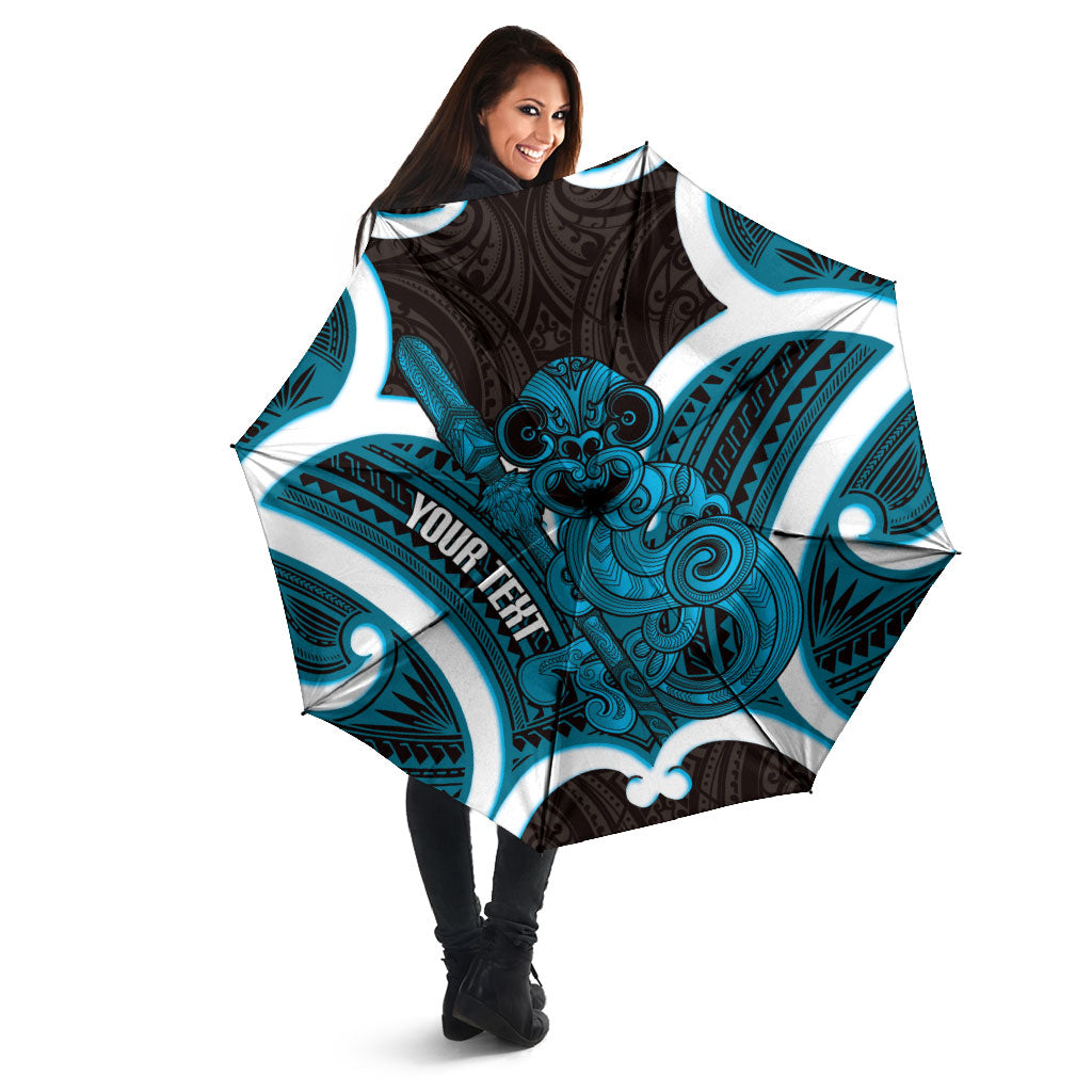 Kikorangi Aotearoa Atua Tumatauenga Personalised Umbrella Maori God Of War Tiki With Taiaha LT14 - Polynesian Pride
