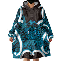 Kikorangi Aotearoa Atua Tumatauenga Personalised Wearable Blanket Hoodie Maori God Of War Tiki With Taiaha