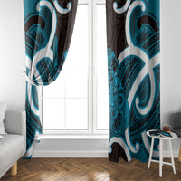 Kikorangi Aotearoa Atua Tumatauenga Personalised Window Curtain Maori God Of War Tiki With Taiaha LT14 - Polynesian Pride