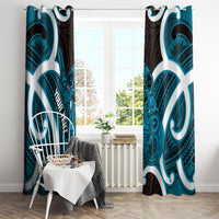 Kikorangi Aotearoa Atua Tumatauenga Personalised Window Curtain Maori God Of War Tiki With Taiaha LT14 - Polynesian Pride