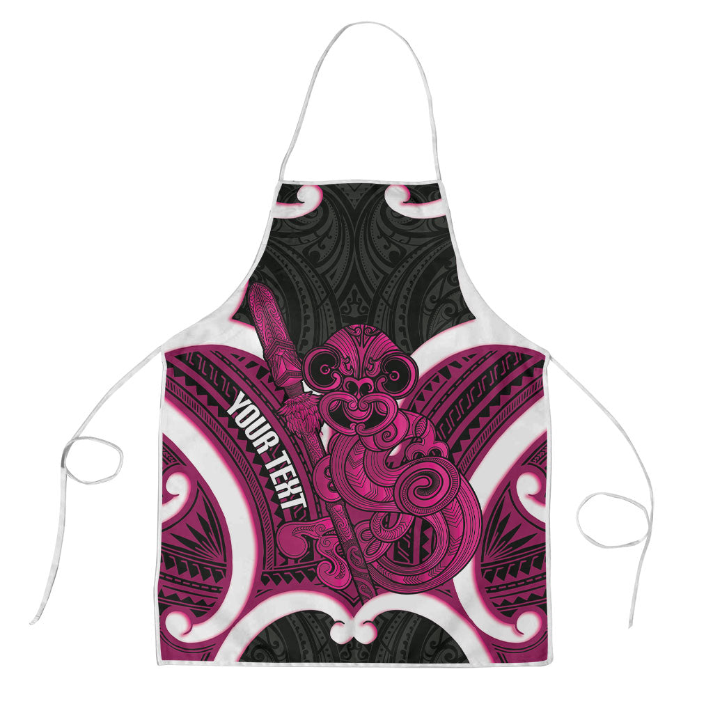 Mawhero Aotearoa Atua Tumatauenga Personalised Apron Maori God Of War Tiki With Taiaha LT14 Pink - Polynesian Pride