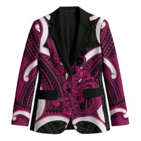 Mawhero Aotearoa Atua Tumatauenga Personalised Blazer Maori God Of War Tiki With Taiaha LT14 Unisex Pink - Polynesian Pride