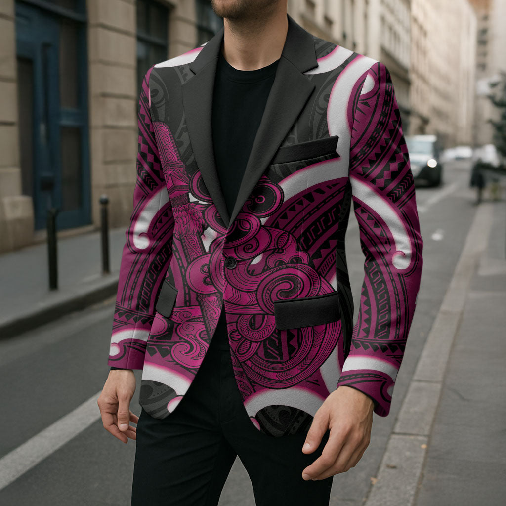 Mawhero Aotearoa Atua Tumatauenga Personalised Blazer Maori God Of War Tiki With Taiaha LT14 - Polynesian Pride