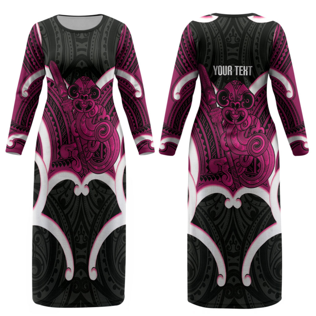 Mawhero Aotearoa Atua Tumatauenga Personalised Couples Matching Long Sleeve Bodycon Dress and Long Sleeve Button Shirt Maori God Of War Tiki With Taiaha
