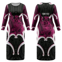 Mawhero Aotearoa Atua Tumatauenga Personalised Couples Matching Long Sleeve Bodycon Dress and Long Sleeve Button Shirt Maori God Of War Tiki With Taiaha
