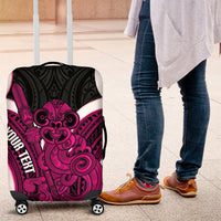 Mawhero Aotearoa Atua Tumatauenga Personalised Luggage Cover Maori God Of War Tiki With Taiaha LT14 Pink - Polynesian Pride