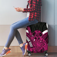 Mawhero Aotearoa Atua Tumatauenga Personalised Luggage Cover Maori God Of War Tiki With Taiaha LT14 - Polynesian Pride