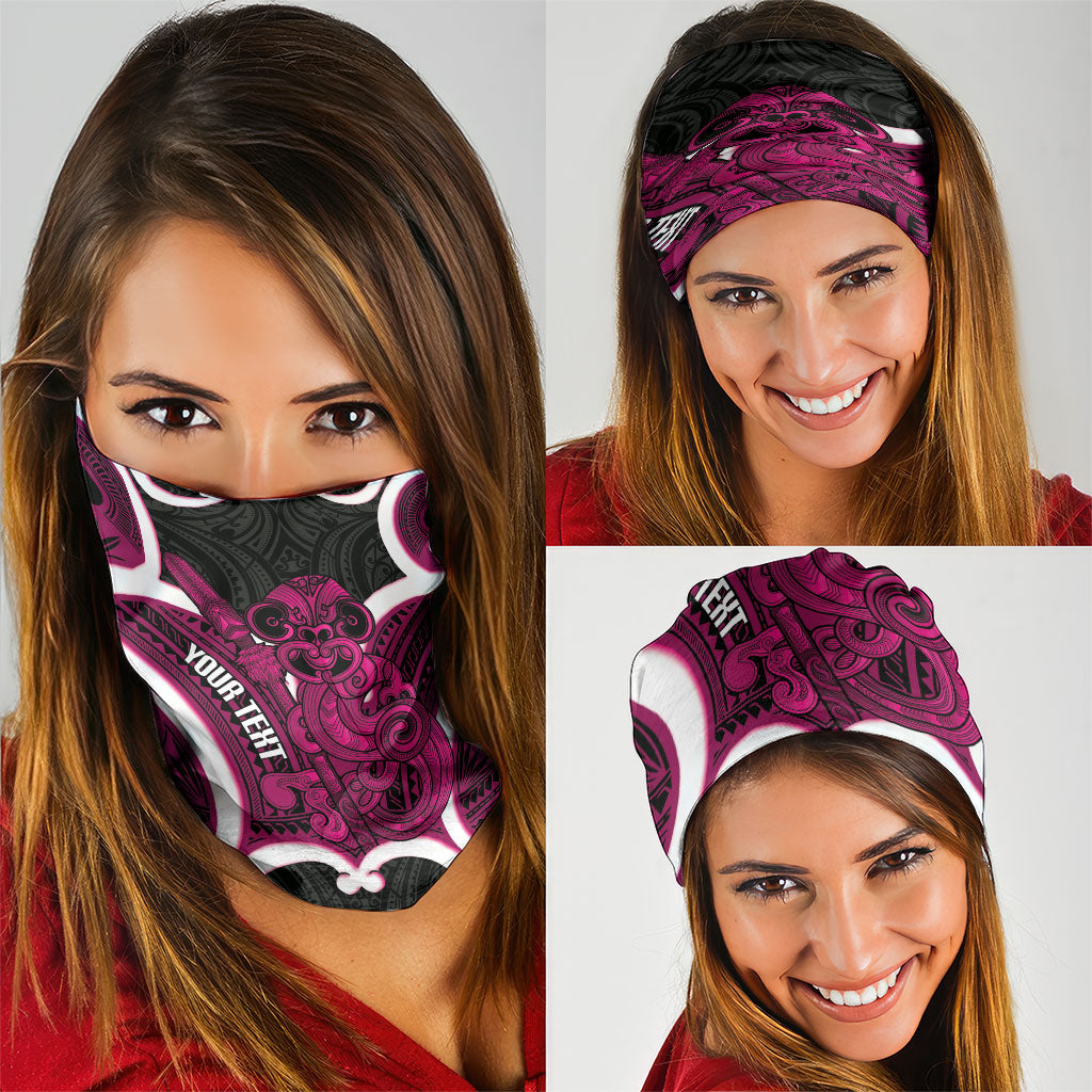 Mawhero Aotearoa Atua Tumatauenga Personalised Neck Gaiter Maori God Of War Tiki With Taiaha LT14 - Polynesian Pride