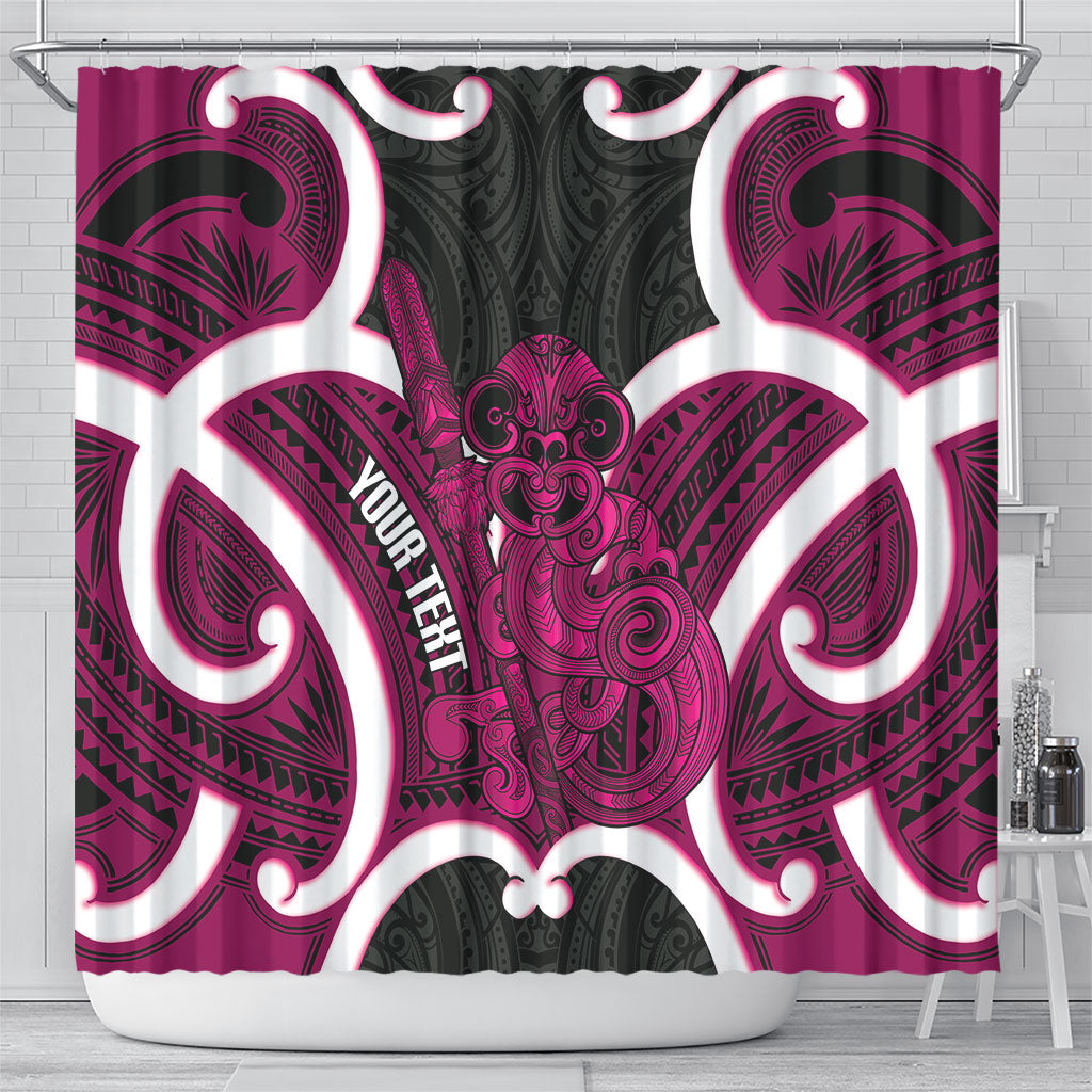 Mawhero Aotearoa Atua Tumatauenga Personalised Shower Curtain Maori God Of War Tiki With Taiaha LT14 - Polynesian Pride