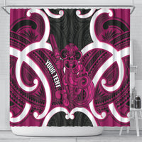 Mawhero Aotearoa Atua Tumatauenga Personalised Shower Curtain Maori God Of War Tiki With Taiaha LT14 - Polynesian Pride
