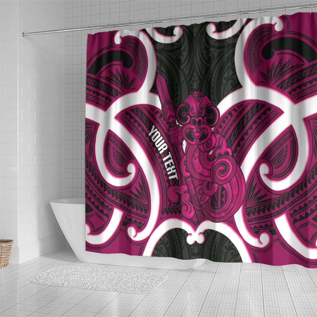 Mawhero Aotearoa Atua Tumatauenga Personalised Shower Curtain Maori God Of War Tiki With Taiaha LT14 - Polynesian Pride