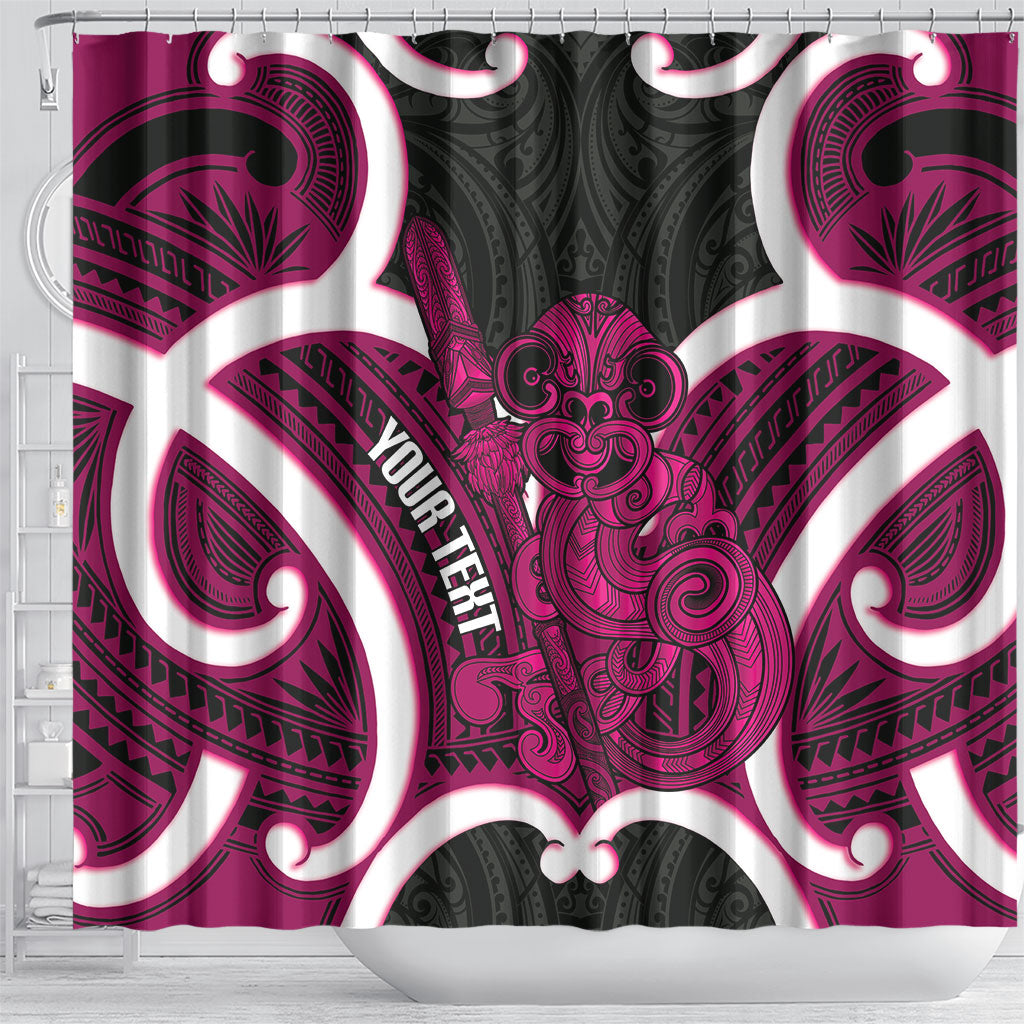Mawhero Aotearoa Atua Tumatauenga Personalised Shower Curtain Maori God Of War Tiki With Taiaha LT14 - Polynesian Pride