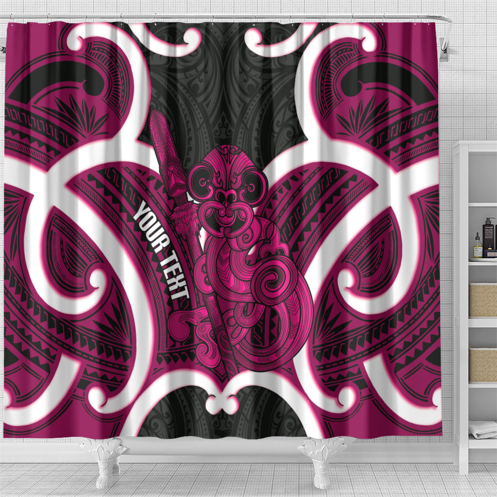 Mawhero Aotearoa Atua Tumatauenga Personalised Shower Curtain Maori God Of War Tiki With Taiaha LT14 - Polynesian Pride