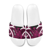 Mawhero Aotearoa Atua Tumatauenga Personalised Slide Sandals Maori God Of War Tiki With Taiaha LT14 Pink - Polynesian Pride