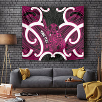 Mawhero Aotearoa Atua Tumatauenga Personalised Tapestry Maori God Of War Tiki With Taiaha LT14 Pink - Polynesian Pride