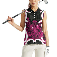 Mawhero Aotearoa Atua Tumatauenga Personalised Women Sleeveless Polo Shirt Maori God Of War Tiki With Taiaha LT14 - Polynesian Pride