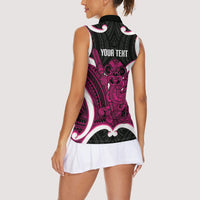 Mawhero Aotearoa Atua Tumatauenga Personalised Women Sleeveless Polo Shirt Maori God Of War Tiki With Taiaha LT14 - Polynesian Pride