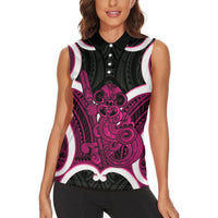 Mawhero Aotearoa Atua Tumatauenga Personalised Women Sleeveless Polo Shirt Maori God Of War Tiki With Taiaha LT14 - Polynesian Pride