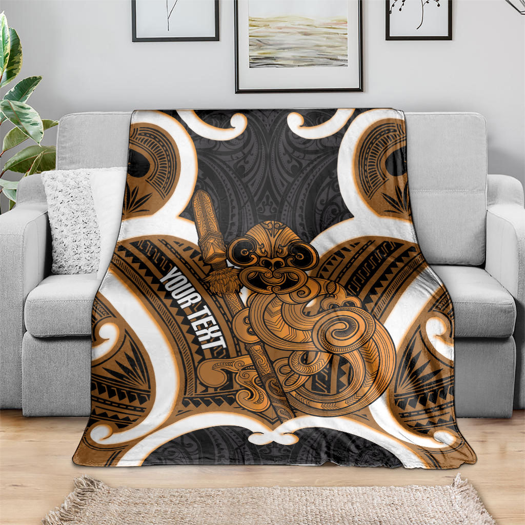 Karaka Aotearoa Atua Tumatauenga Personalised Blanket Maori God Of War Tiki With Taiaha LT14 - Polynesian Pride