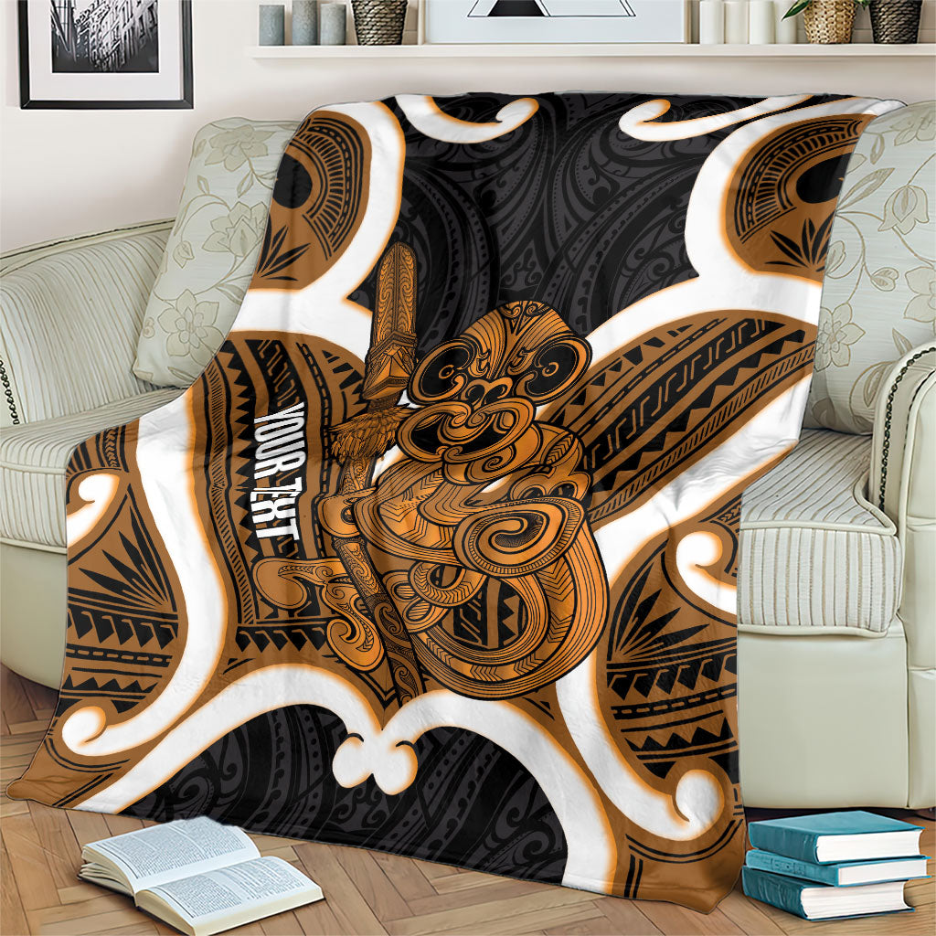 Karaka Aotearoa Atua Tumatauenga Personalised Blanket Maori God Of War Tiki With Taiaha LT14 - Polynesian Pride