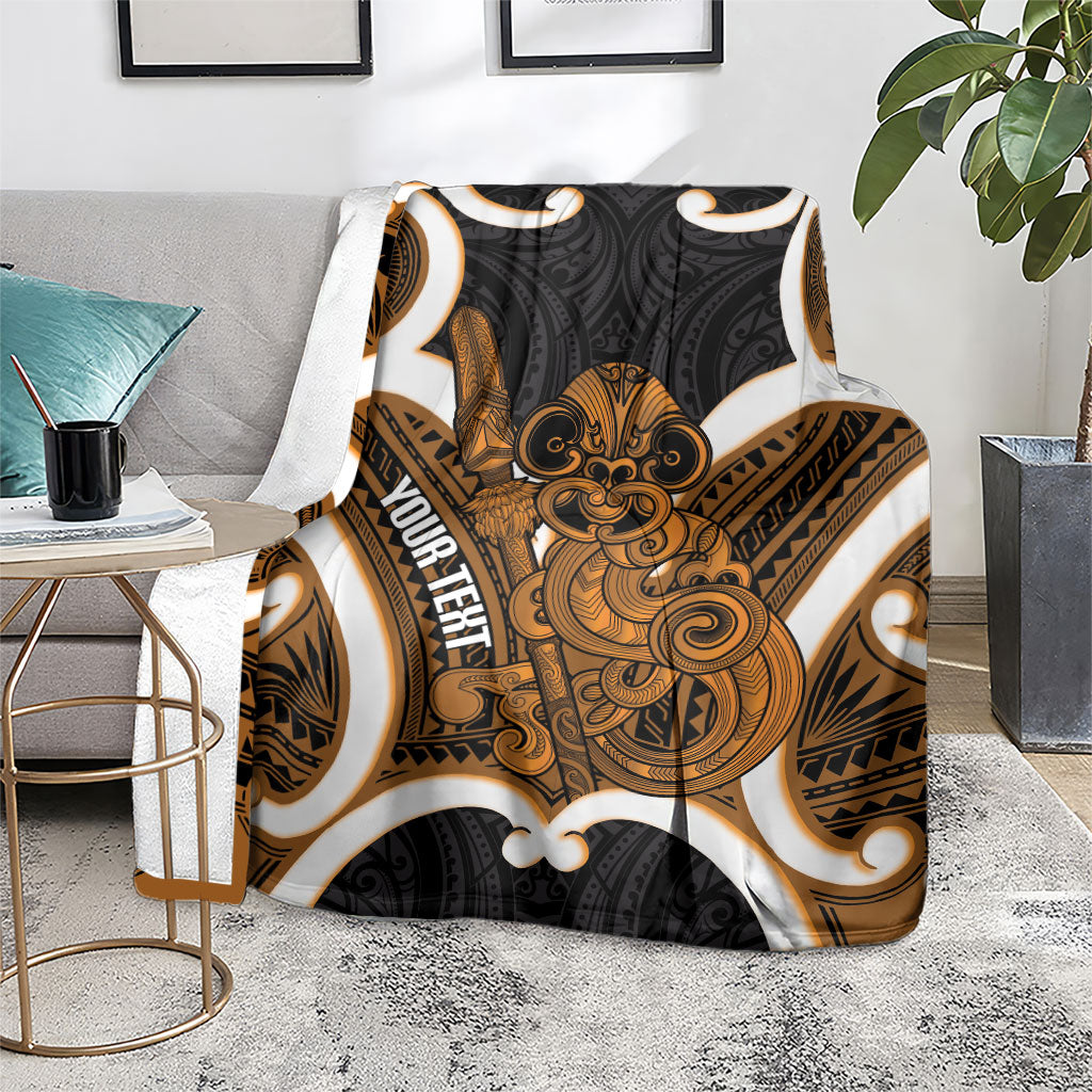 Karaka Aotearoa Atua Tumatauenga Personalised Blanket Maori God Of War Tiki With Taiaha LT14 - Polynesian Pride
