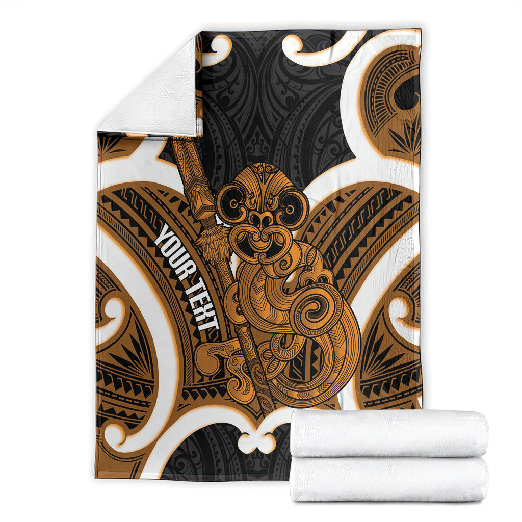 Karaka Aotearoa Atua Tumatauenga Personalised Blanket Maori God Of War Tiki With Taiaha LT14 - Polynesian Pride