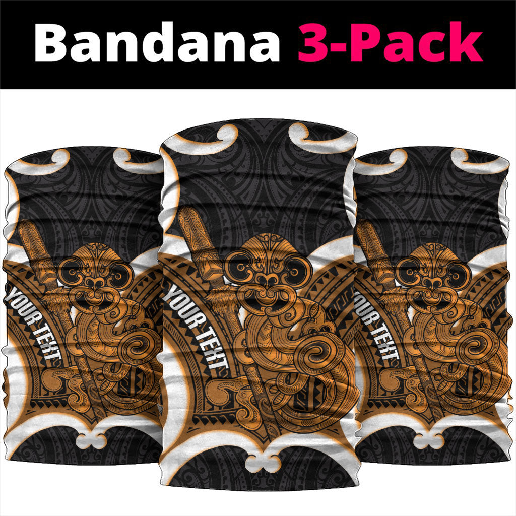 Karaka Aotearoa Atua Tumatauenga Personalised Neck Gaiter Maori God Of War Tiki With Taiaha LT14 package One Size: 25*50cm Orange - Polynesian Pride