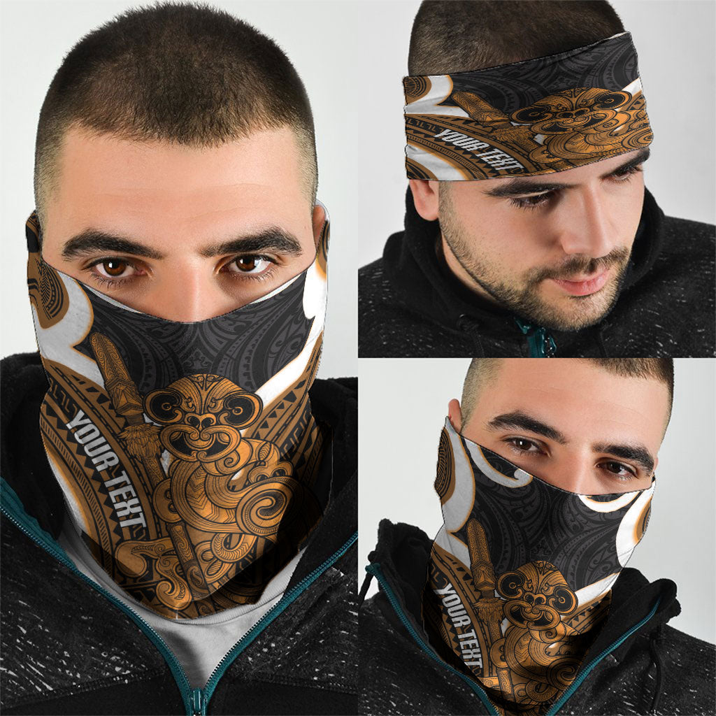 Karaka Aotearoa Atua Tumatauenga Personalised Neck Gaiter Maori God Of War Tiki With Taiaha LT14 - Polynesian Pride