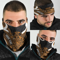 Karaka Aotearoa Atua Tumatauenga Personalised Neck Gaiter Maori God Of War Tiki With Taiaha LT14 - Polynesian Pride