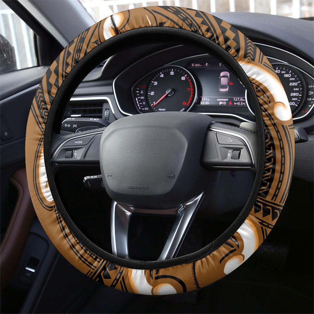 Karaka Aotearoa Atua Tumatauenga Steering Wheel Cover Maori God Of War Tiki With Taiaha LT14 - Polynesian Pride