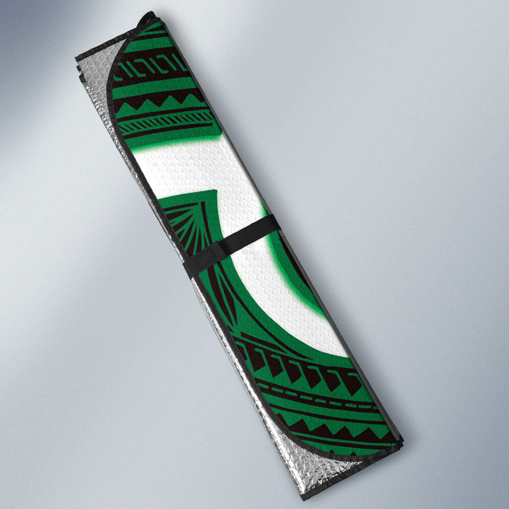 Kakariki Aotearoa Atua Tumatauenga Personalised Auto Sun Shade Maori God Of War Tiki With Taiaha LT14 - Polynesian Pride
