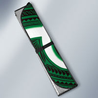 Kakariki Aotearoa Atua Tumatauenga Personalised Auto Sun Shade Maori God Of War Tiki With Taiaha LT14 - Polynesian Pride